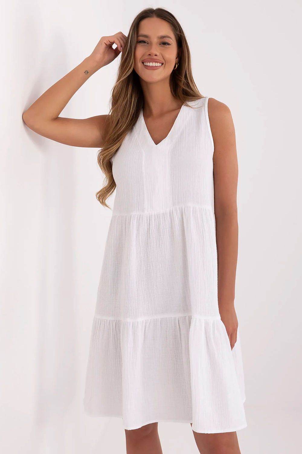 Lightweight Flared Summer Dress with V-Neck Design - INDIEZ COUTURE