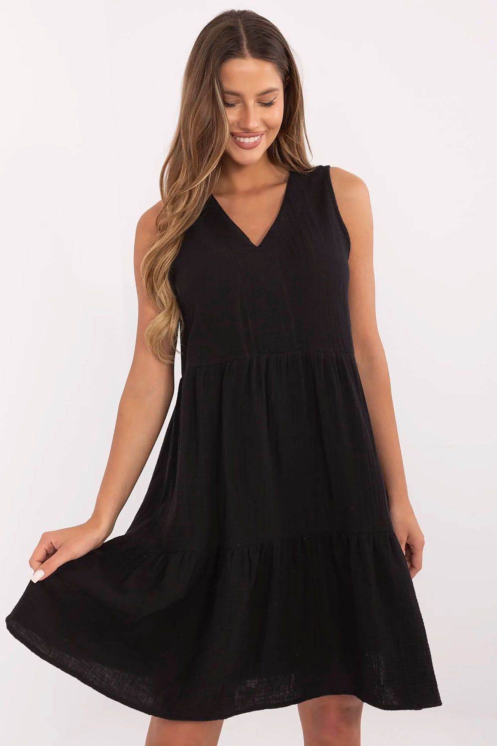 Lightweight Flared Summer Dress with V-Neck Design - INDIEZ COUTURE