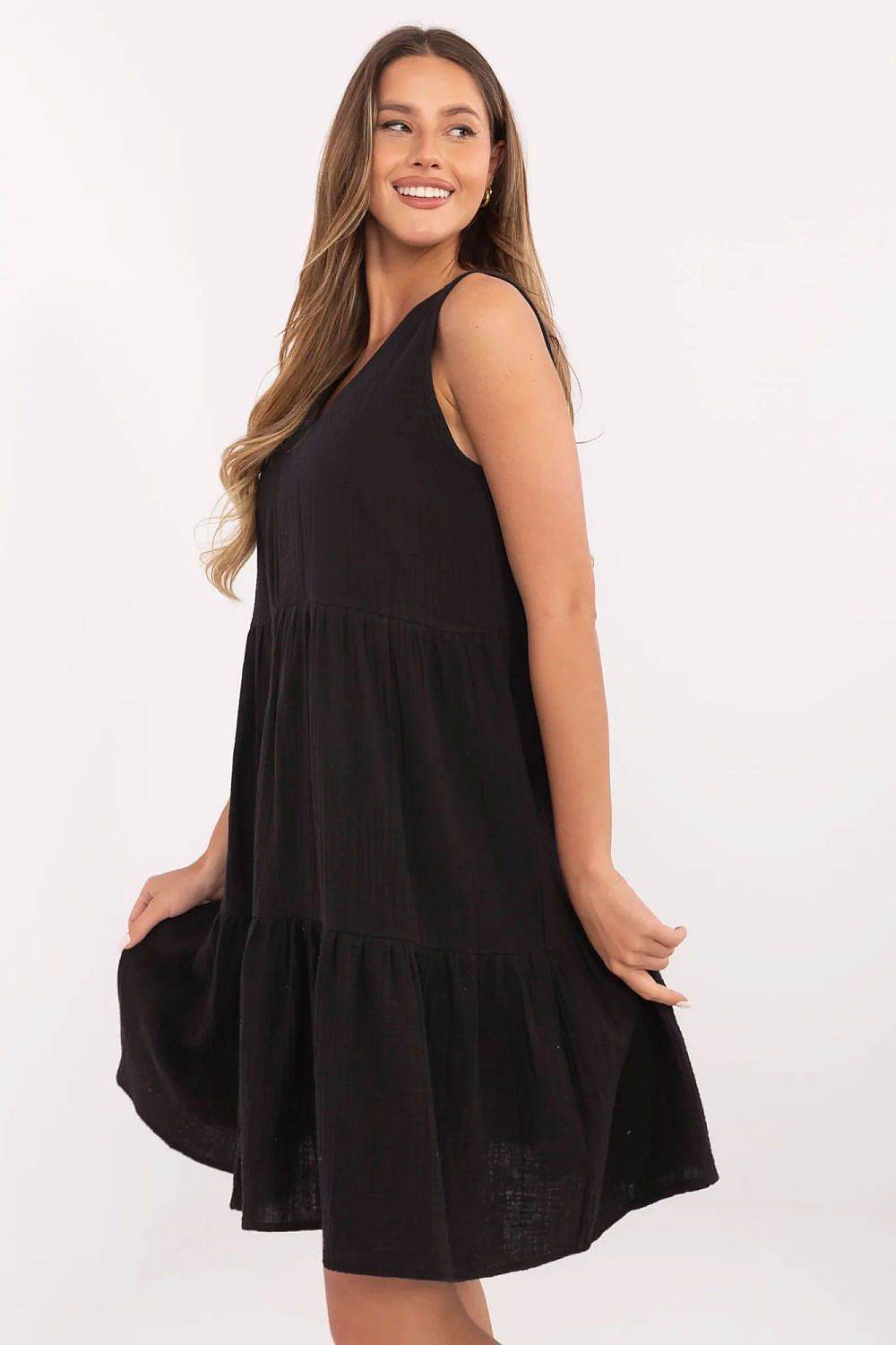 Lightweight Flared Summer Dress with V-Neck Design - INDIEZ COUTURE
