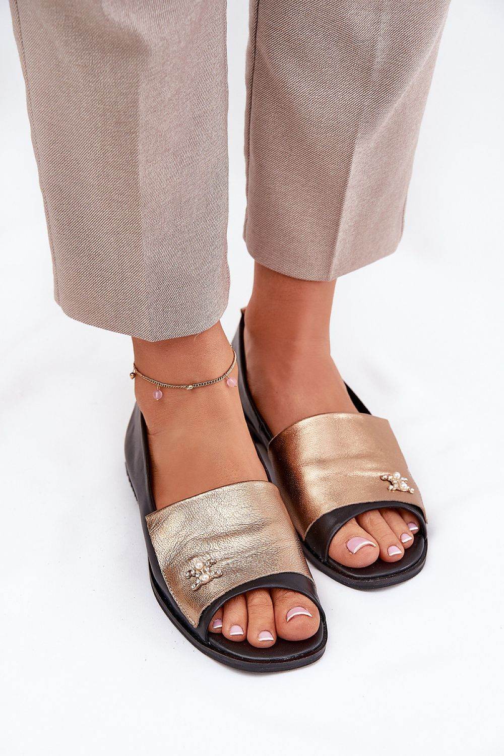 Natural Leather Ballet Flats with Comfortable Insole - INDIEZ COUTURE