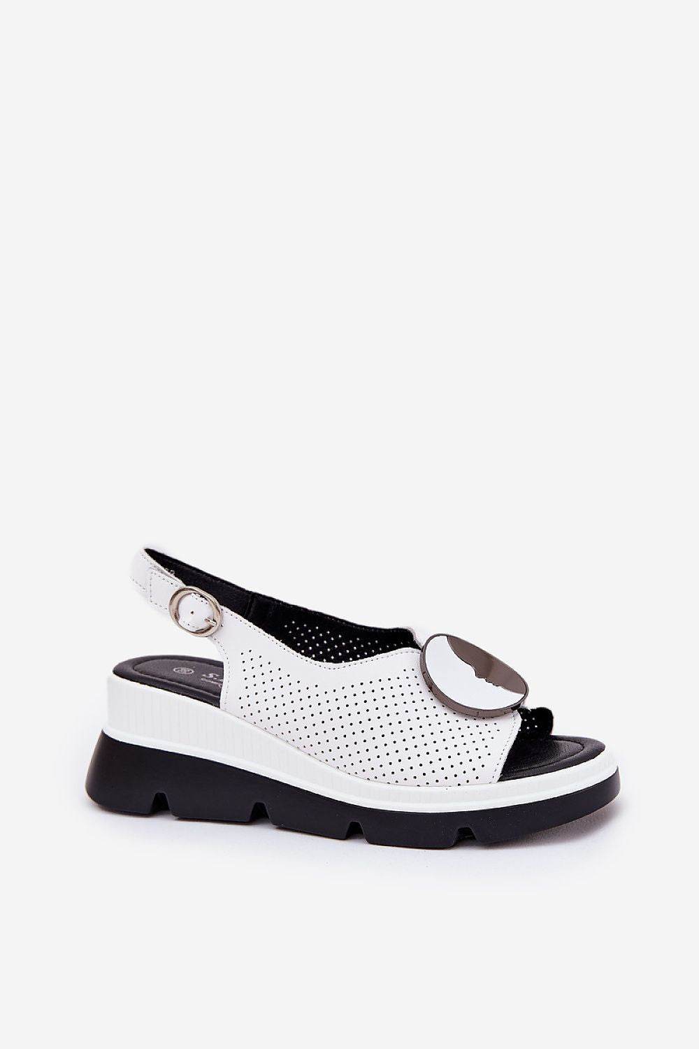 Elegant Women's Leather Sandals with Wedge Heel - INDIEZ COUTURE