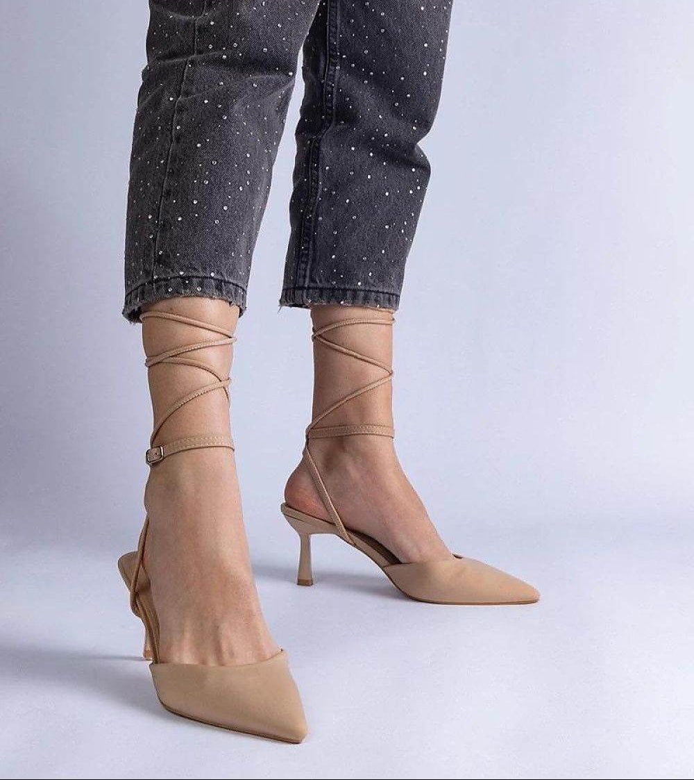 Elegant Blue Strappy High Heels with Ankle Tie - INDIEZ COUTURE