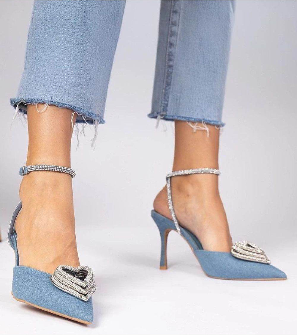 Elegant Blue Stiletto High Heels with Comfort - INDIEZ COUTURE