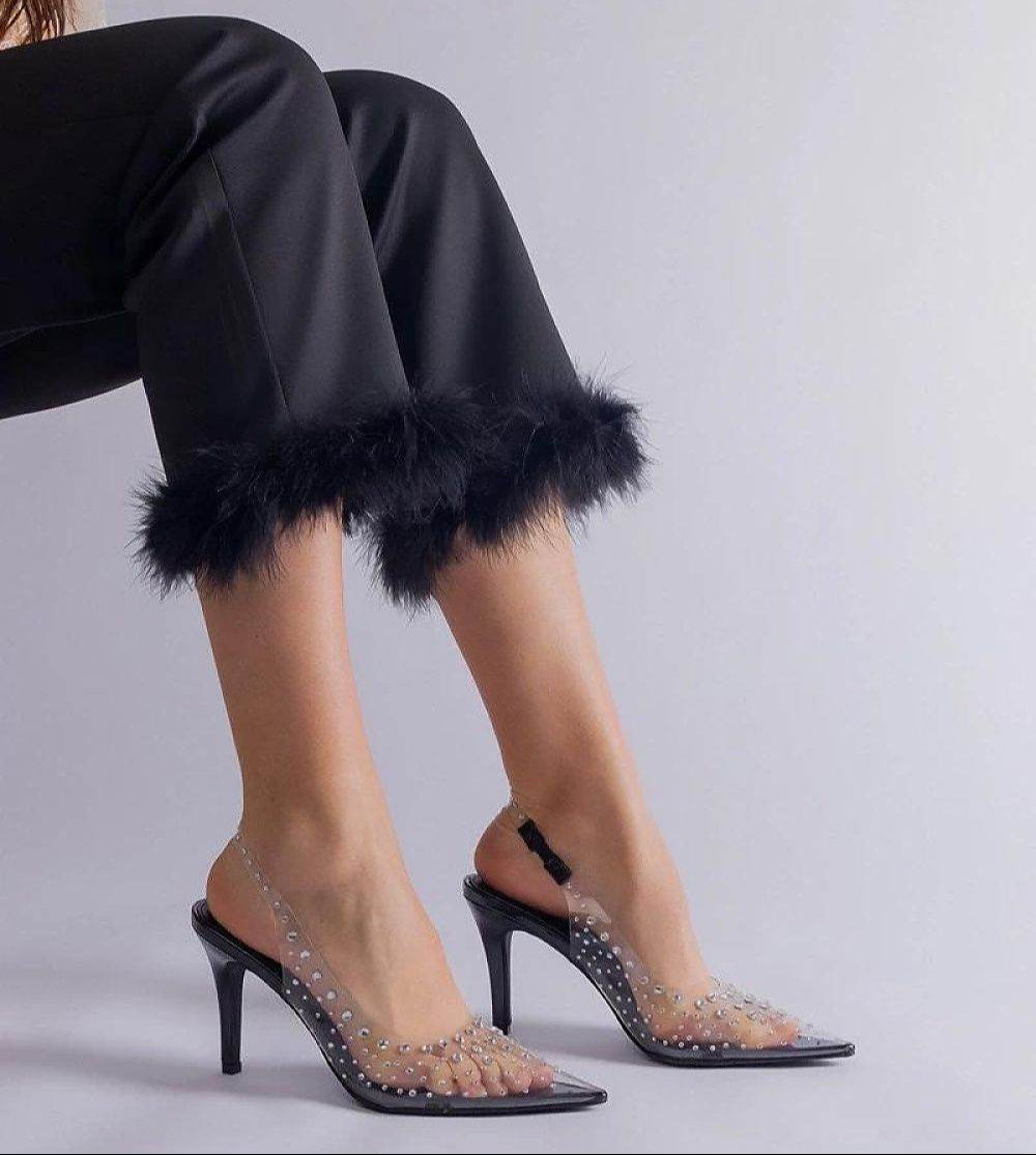 Transparent High Heels with Zircon Embellishments - INDIEZ COUTURE