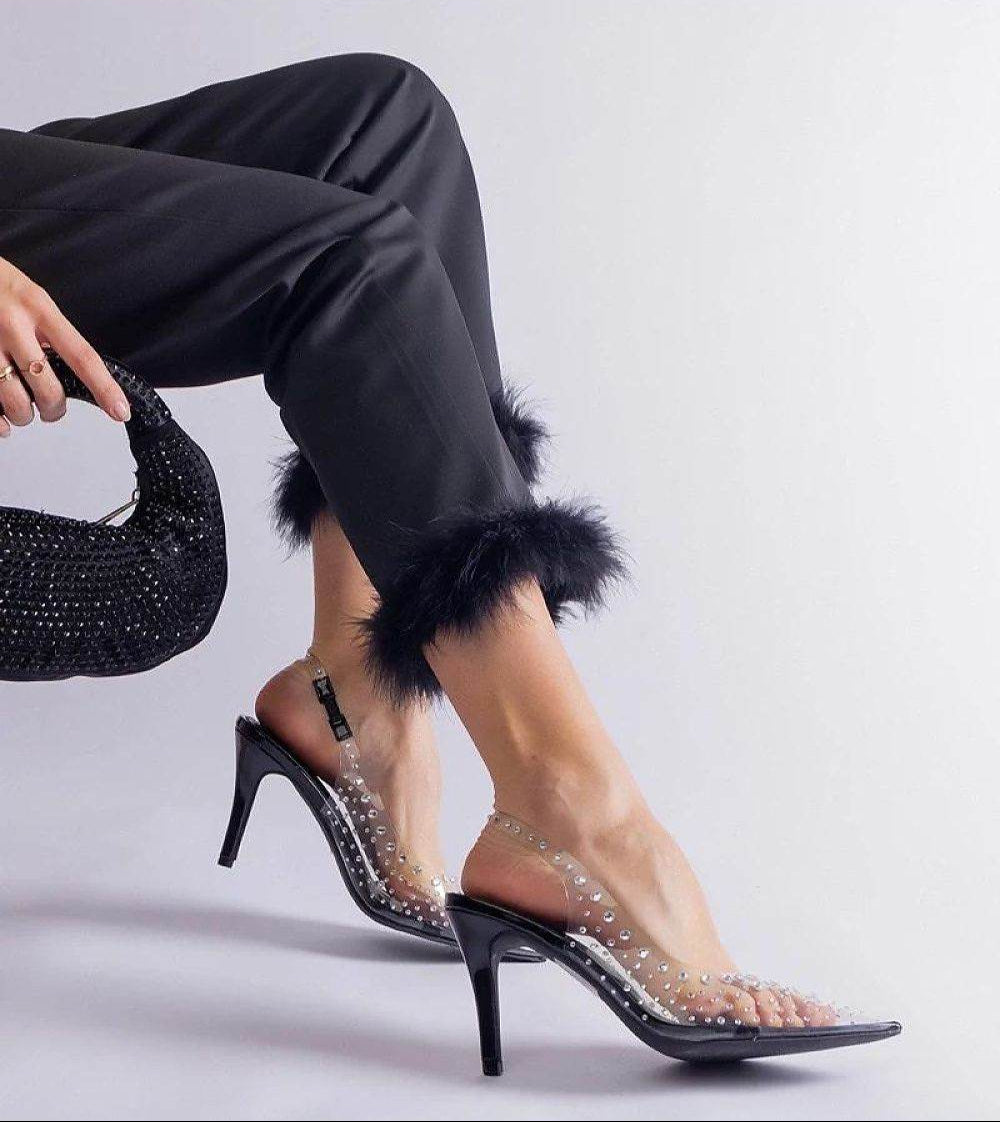 Transparent High Heels with Zircon Embellishments - INDIEZ COUTURE