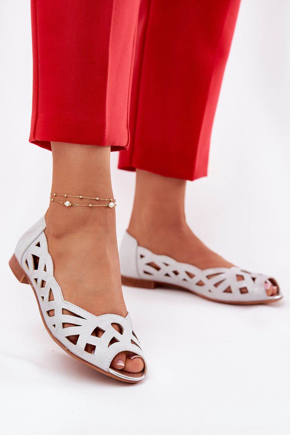 Elegant Eco Leather Ballet Flats with Open Toes - INDIEZ COUTURE