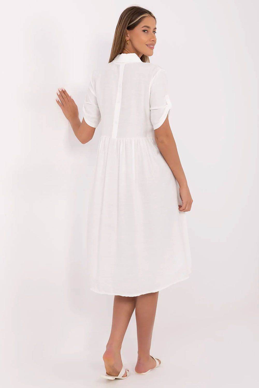 Flared Midi Shirt Dress with Breathable Fabric - INDIEZ COUTURE