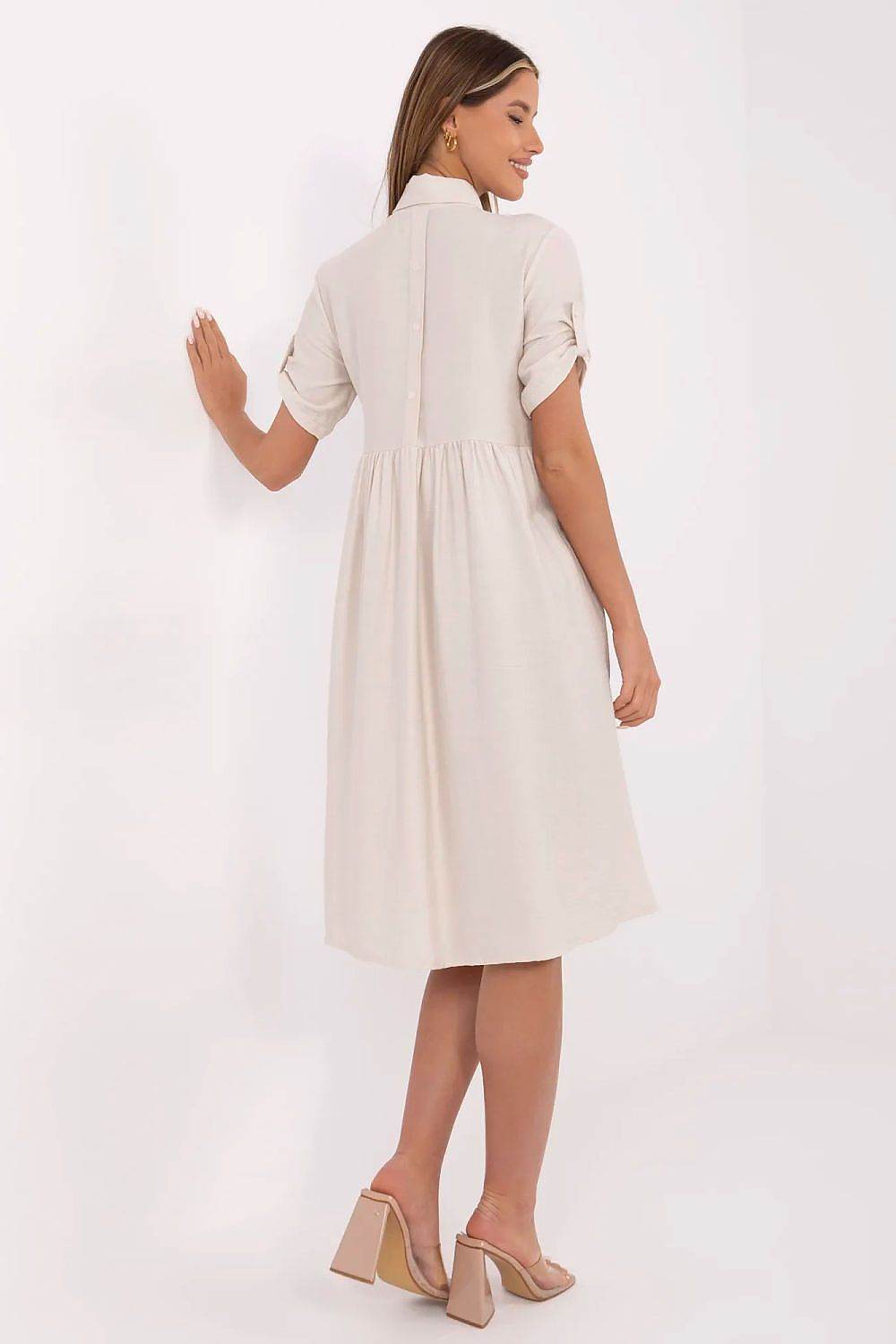 Flared Midi Shirt Dress with Breathable Fabric - INDIEZ COUTURE