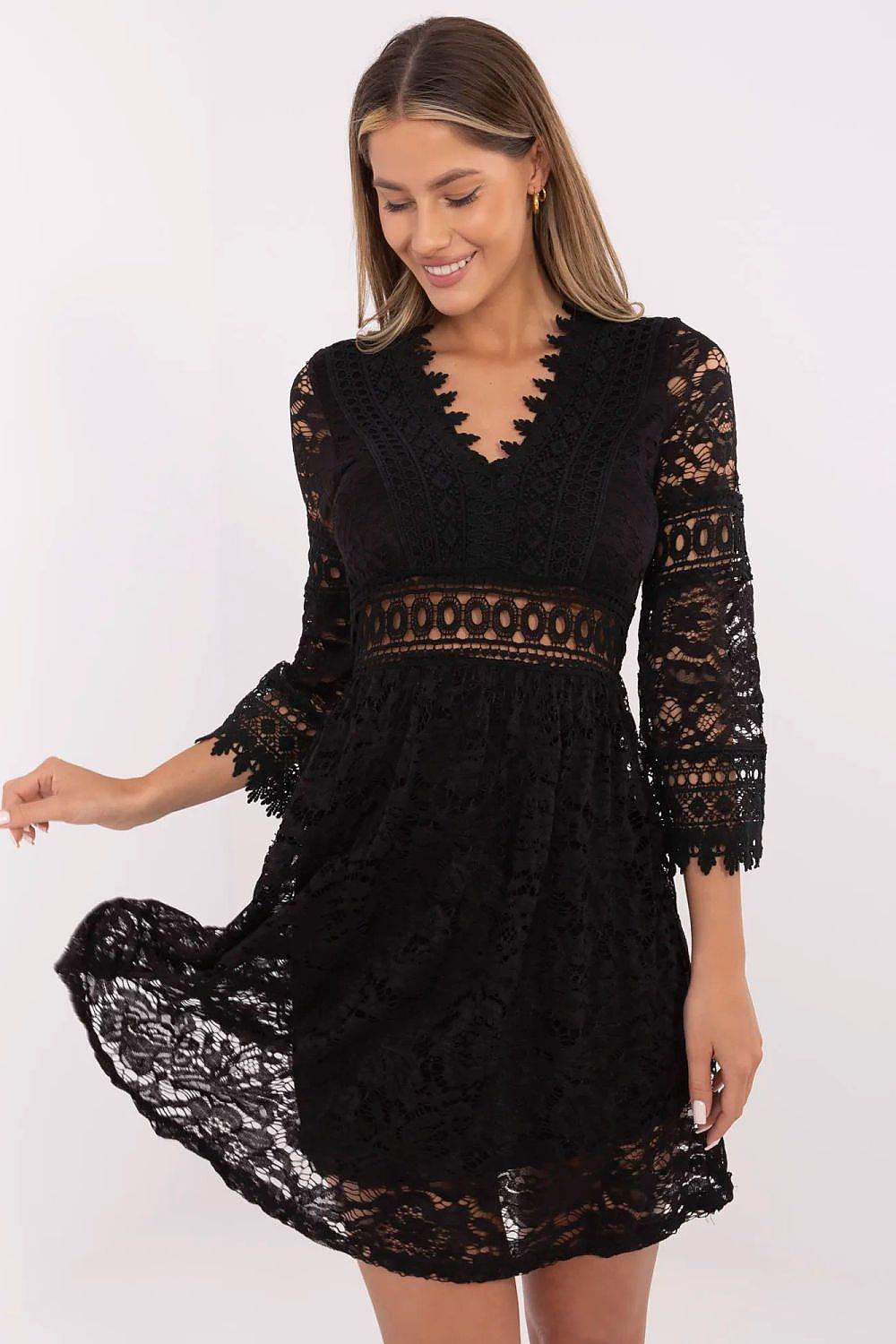 Flared Lace Mini Dress with Sweetheart Neckline - INDIEZ COUTURE