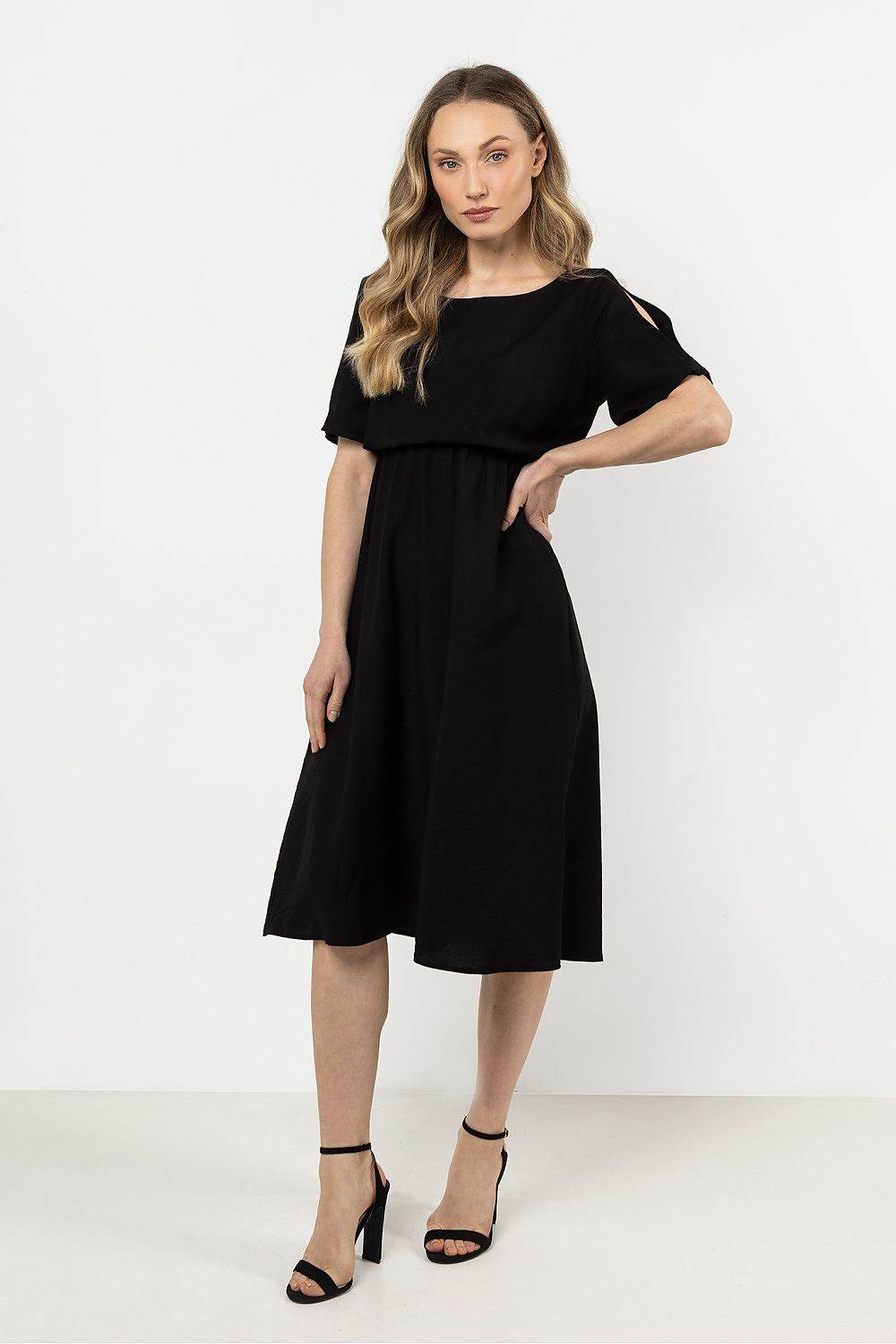 Classic Comfort Daydress with Elegant Boat Neckline - INDIEZ COUTURE