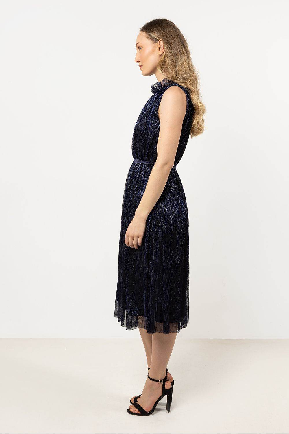 Elegant Halter Evening Dress with Satin Belt - INDIEZ COUTURE