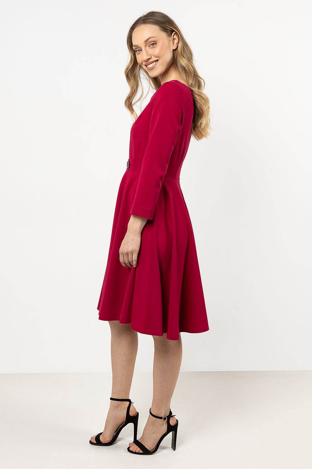 Elegant Flared Daydress with Boat Neckline Design - INDIEZ COUTURE