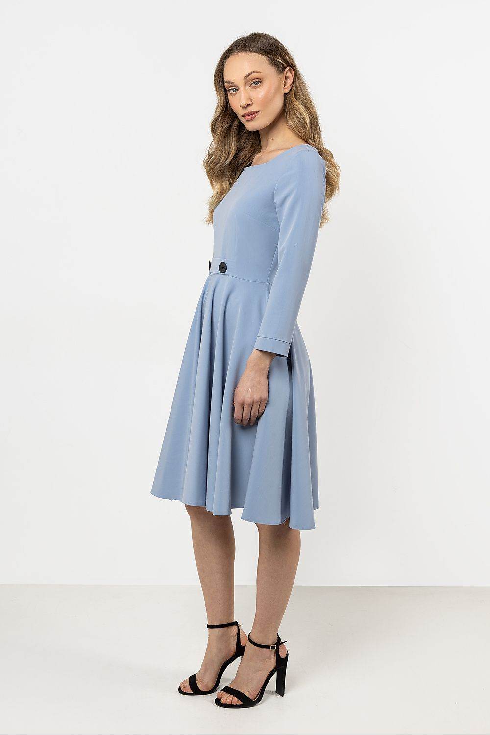 Elegant Flared Daydress with Boat Neckline Design - INDIEZ COUTURE