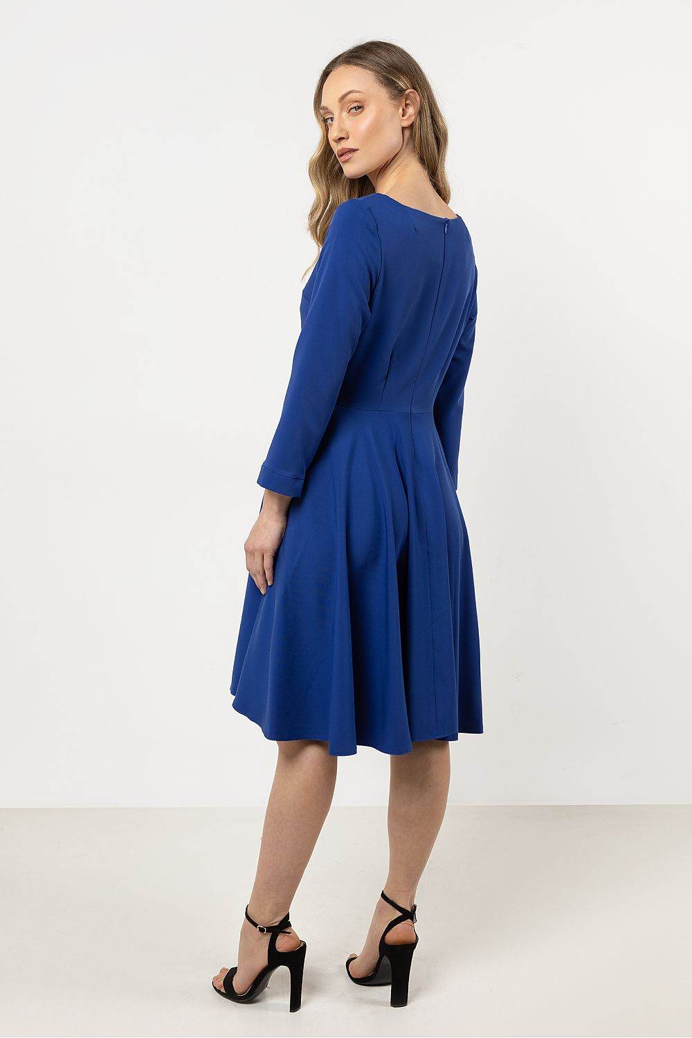 Elegant Flared Daydress with Boat Neckline Design - INDIEZ COUTURE