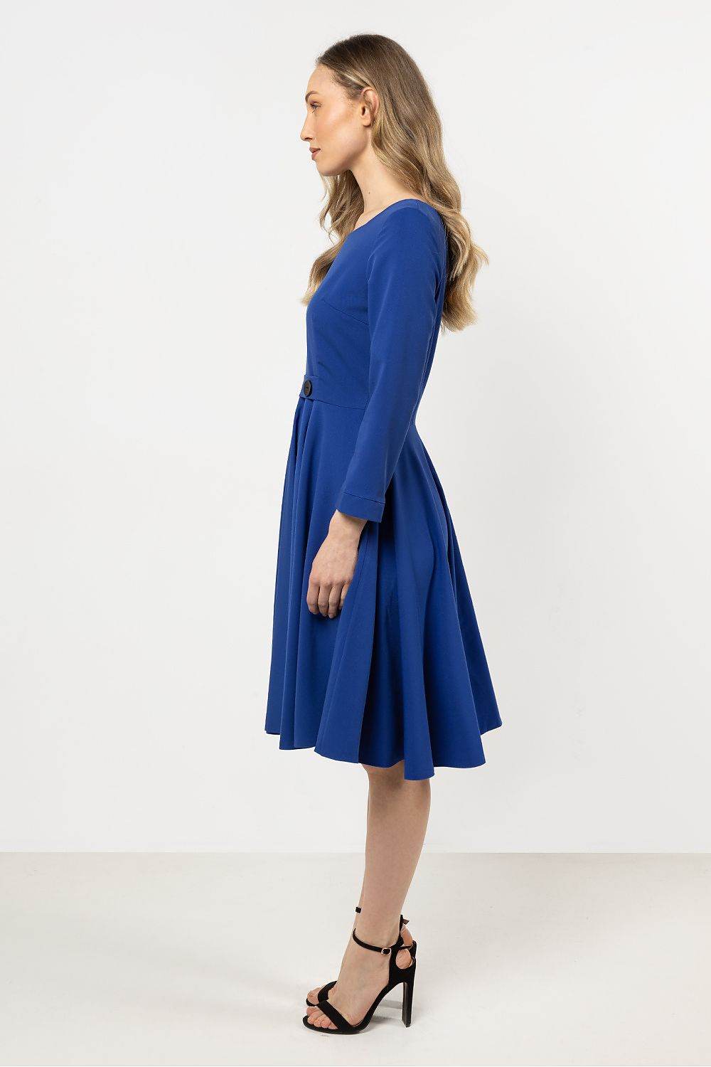 Elegant Flared Daydress with Boat Neckline Design - INDIEZ COUTURE