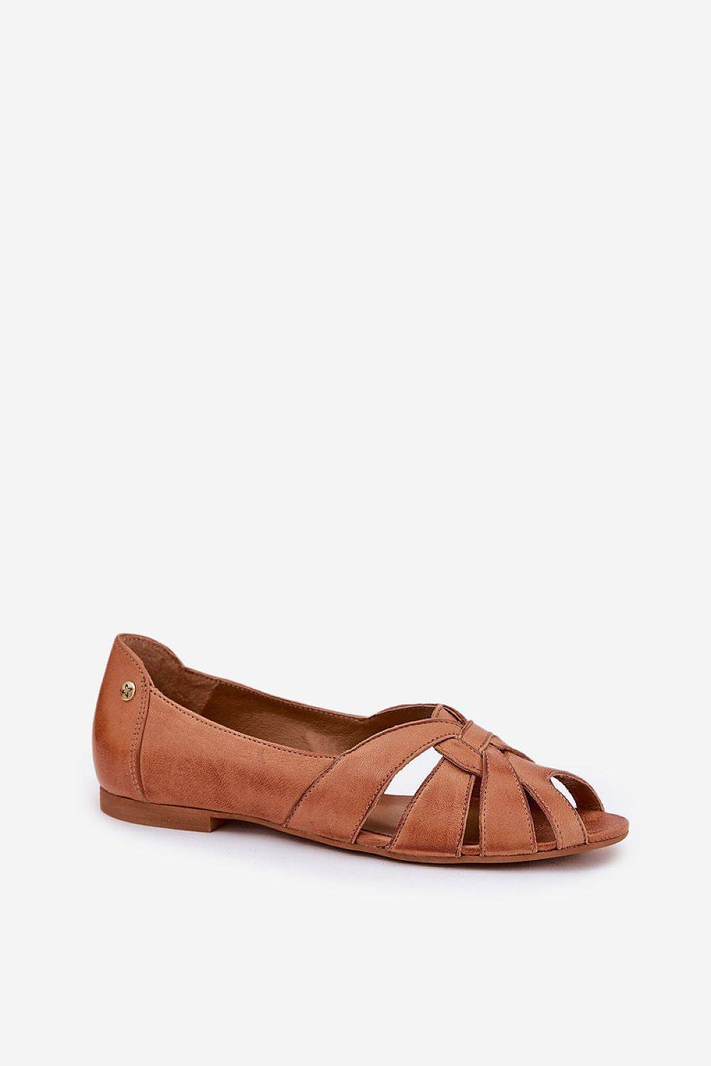 Elegant Leather Ballet Flats with Open Toes - INDIEZ COUTURE