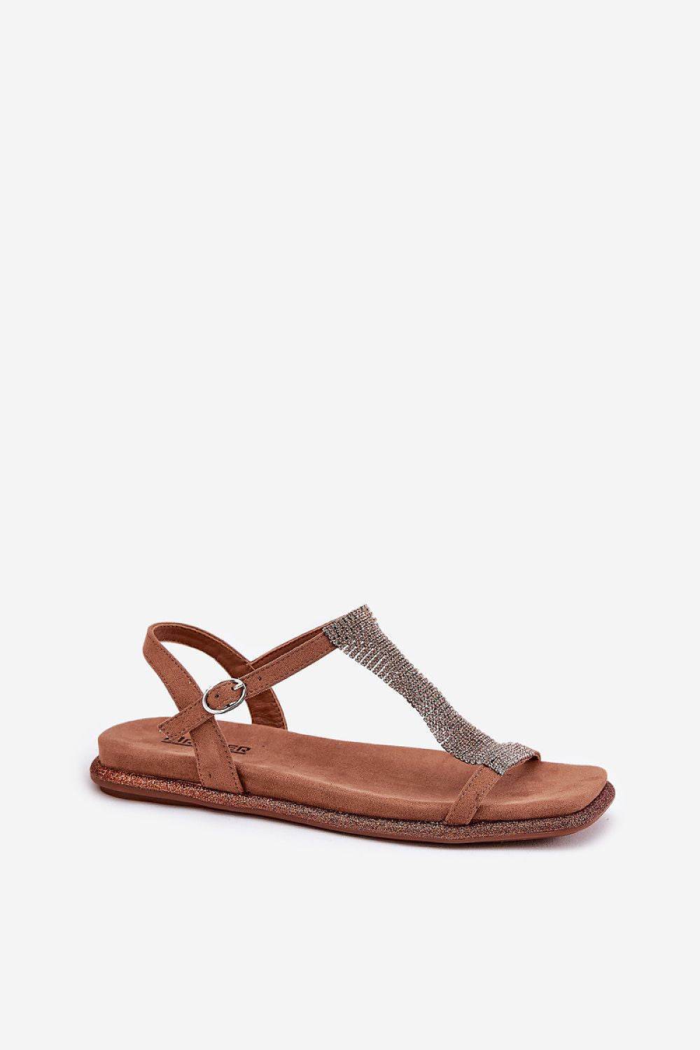Elegant Flat Women's Sandals with Crystal Strap - INDIEZ COUTURE