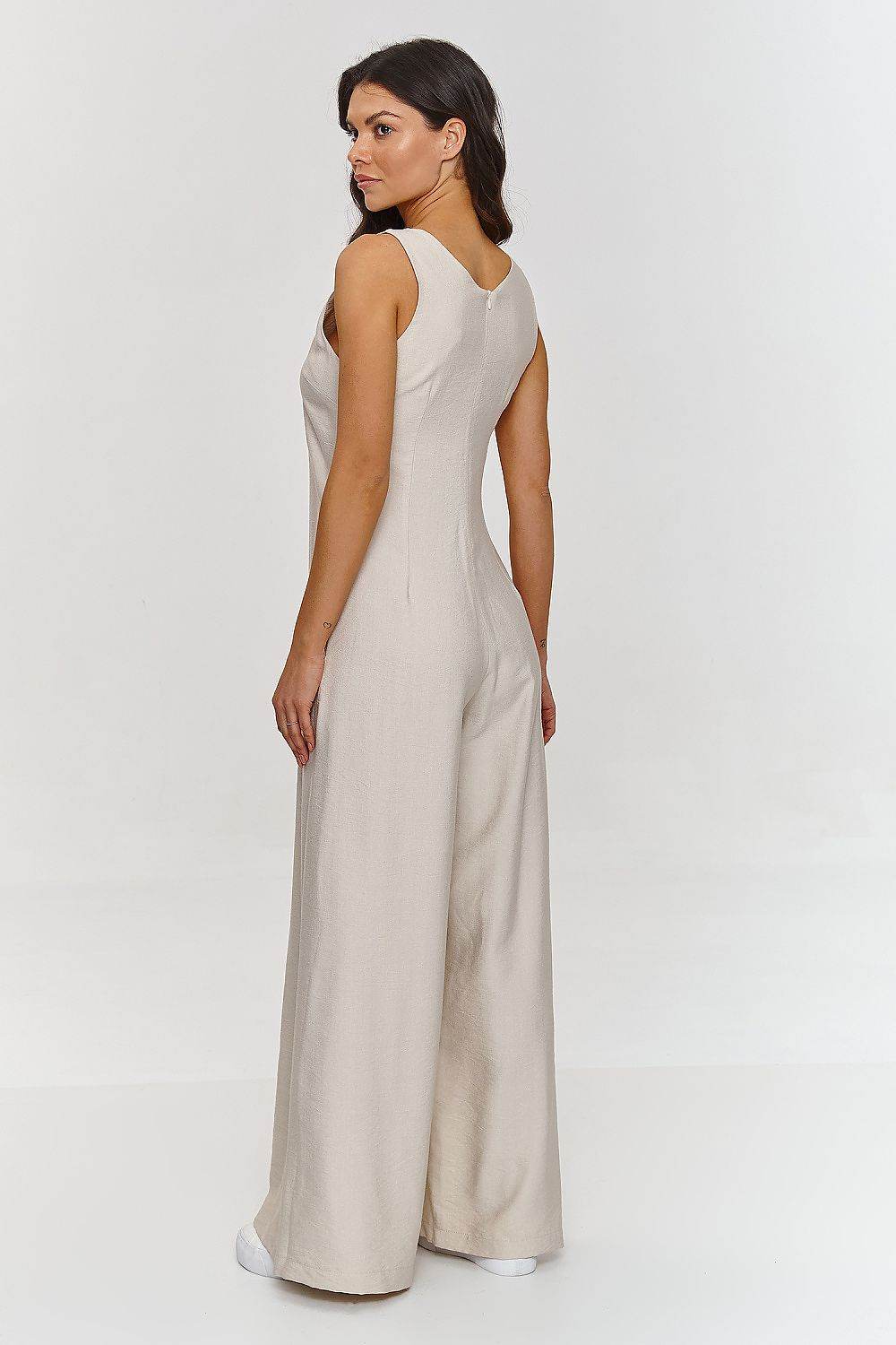 Chic V-Neck Jumpsuit with Elegant Wide Legs - INDIEZ COUTURE