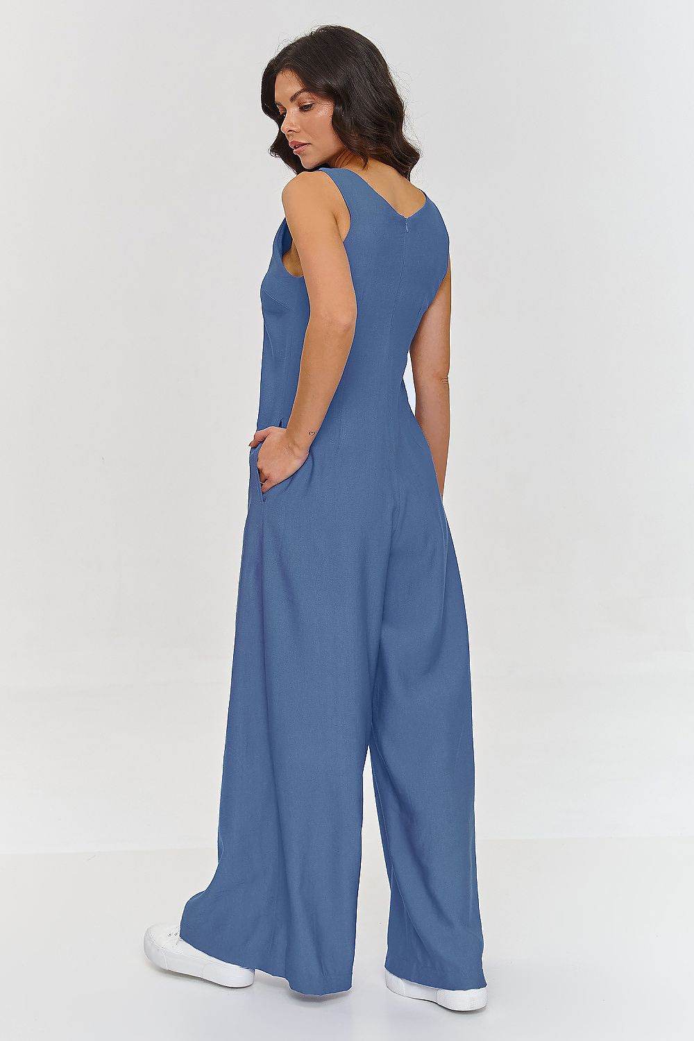 Chic V-Neck Jumpsuit with Elegant Wide Legs - INDIEZ COUTURE