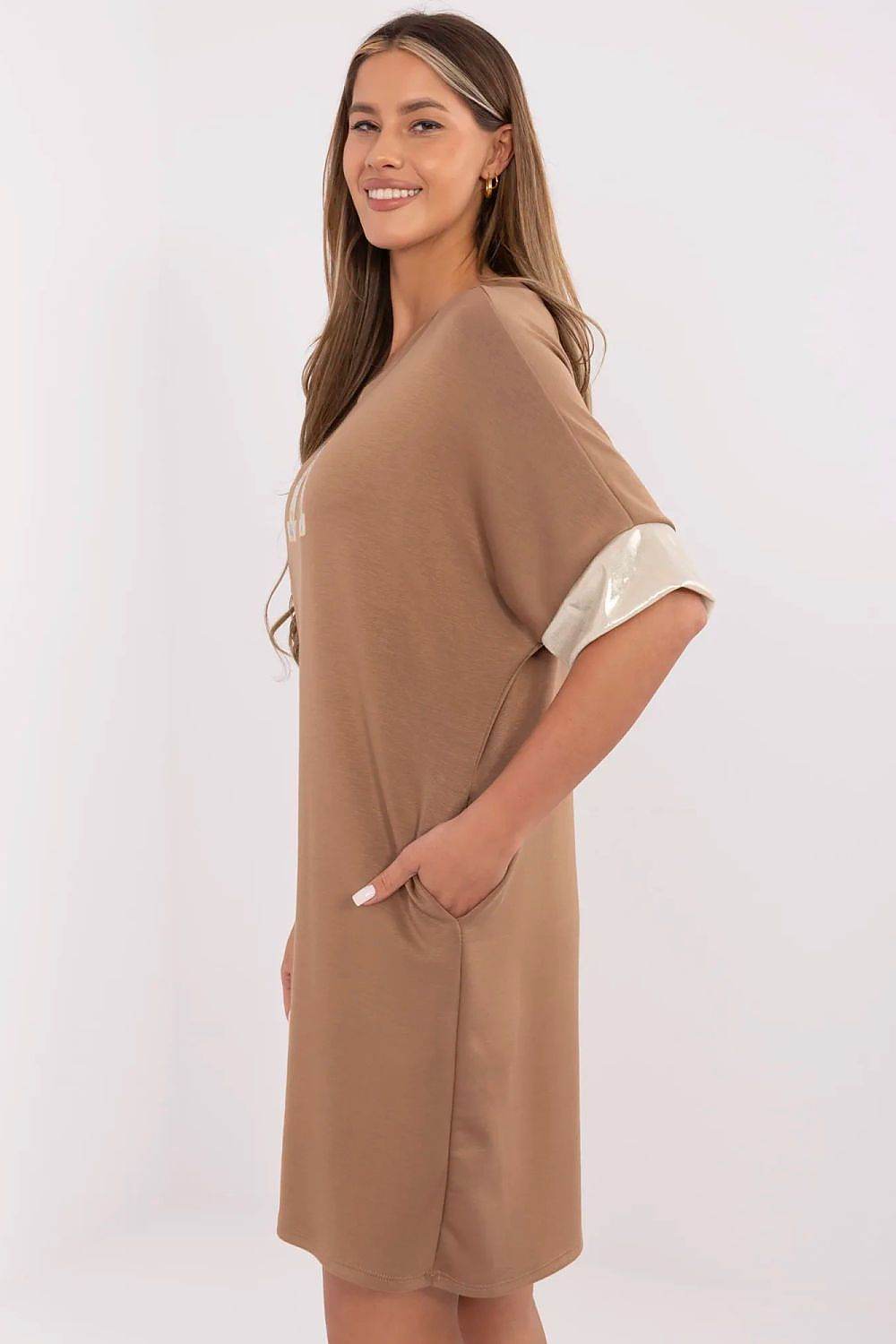 Oversized Casual Sweatshirt Dress with Trendy Print - INDIEZ COUTURE