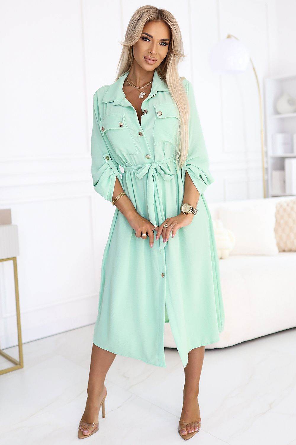 Stylish Khaki Trench Coat with Practical Belt - INDIEZ COUTURE