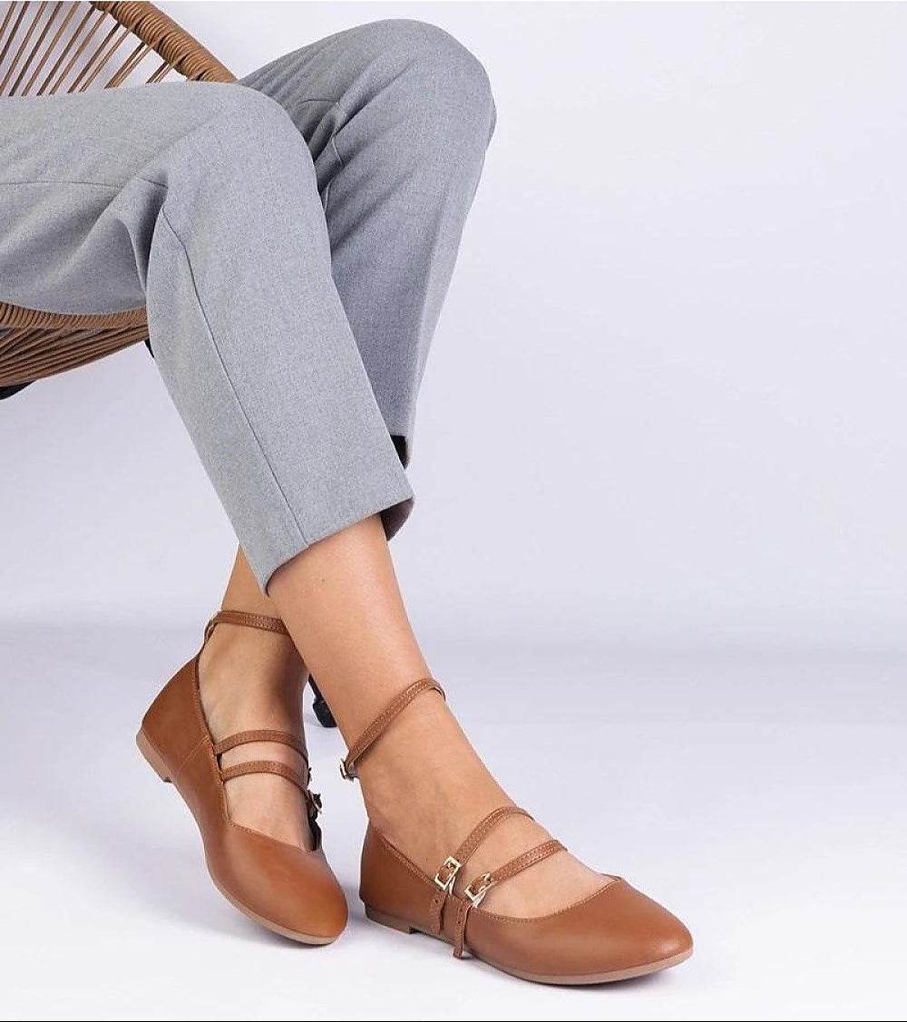 Eco-Leather Ballerinas with Elegant Buckles - INDIEZ COUTURE