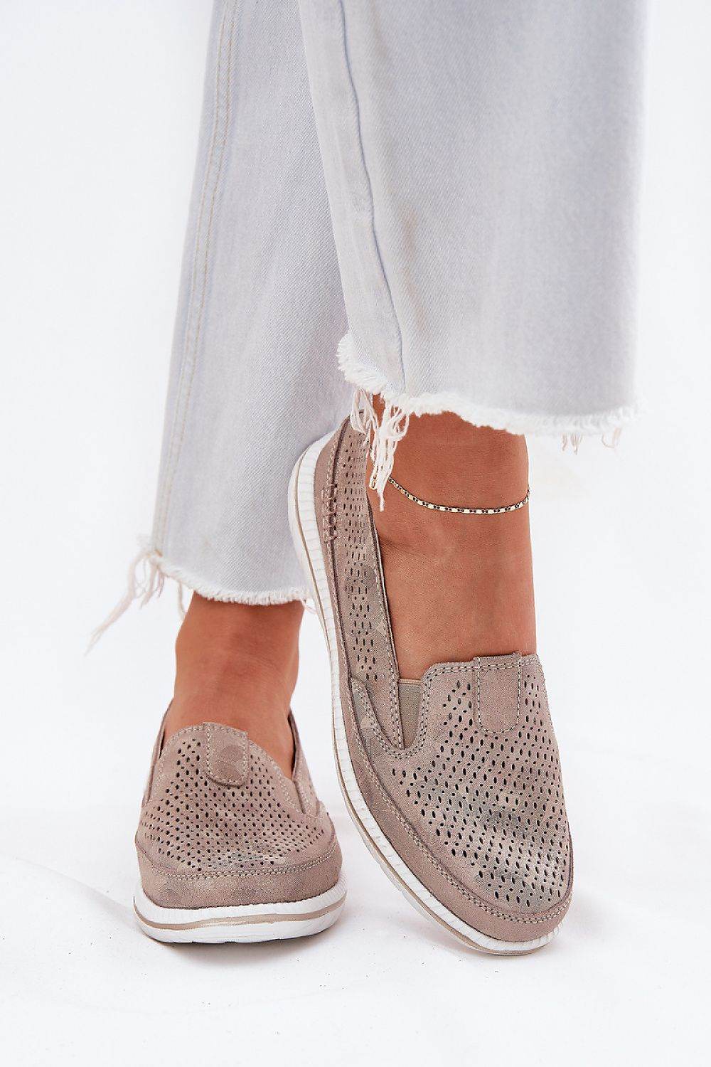 Women's Suede Slip-On Loafers with Latticed Upper - INDIEZ COUTURE