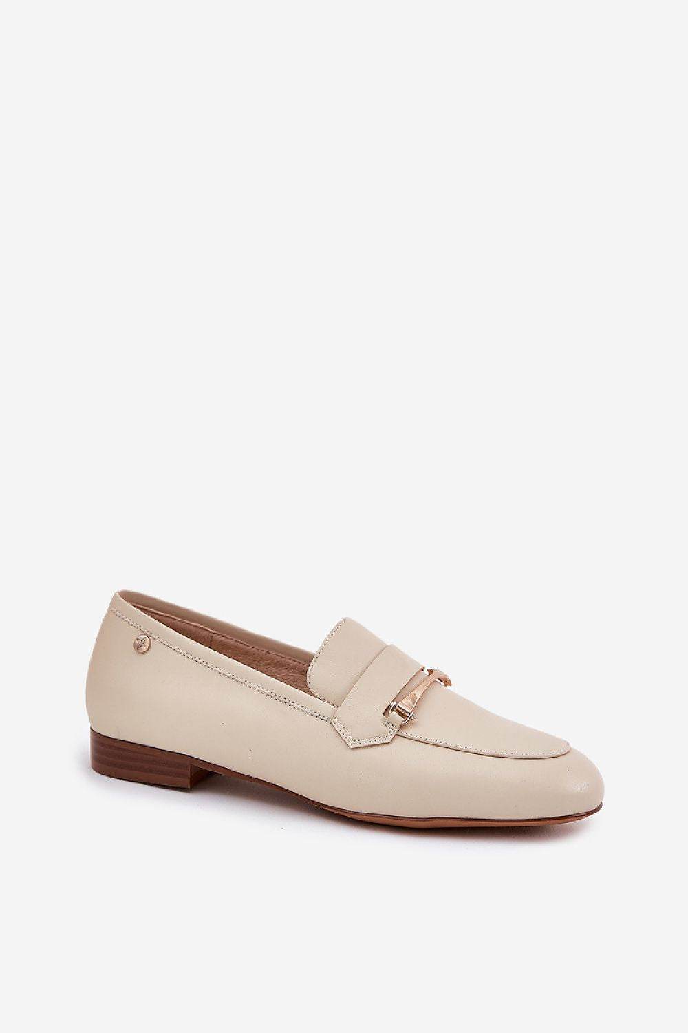 Elegant Women's Leather Loafers with Golden Detail - INDIEZ COUTURE