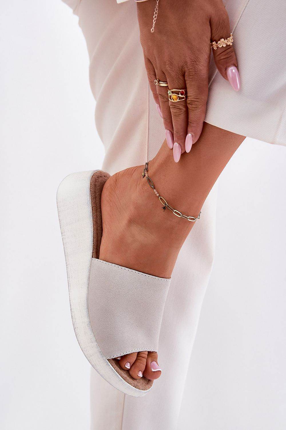 Elegant Women's Suede Mules with Wedge Heel - INDIEZ COUTURE