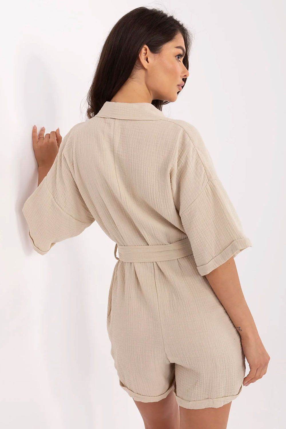 Lightweight Cotton Jumpsuit with Classic Collar - INDIEZ COUTURE