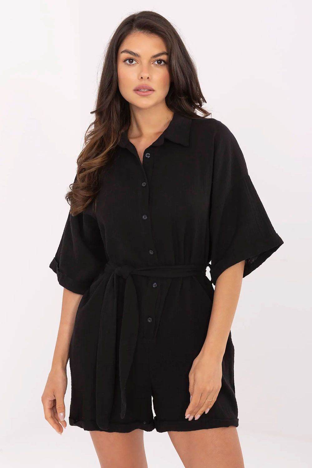 Lightweight Cotton Jumpsuit with Classic Collar - INDIEZ COUTURE