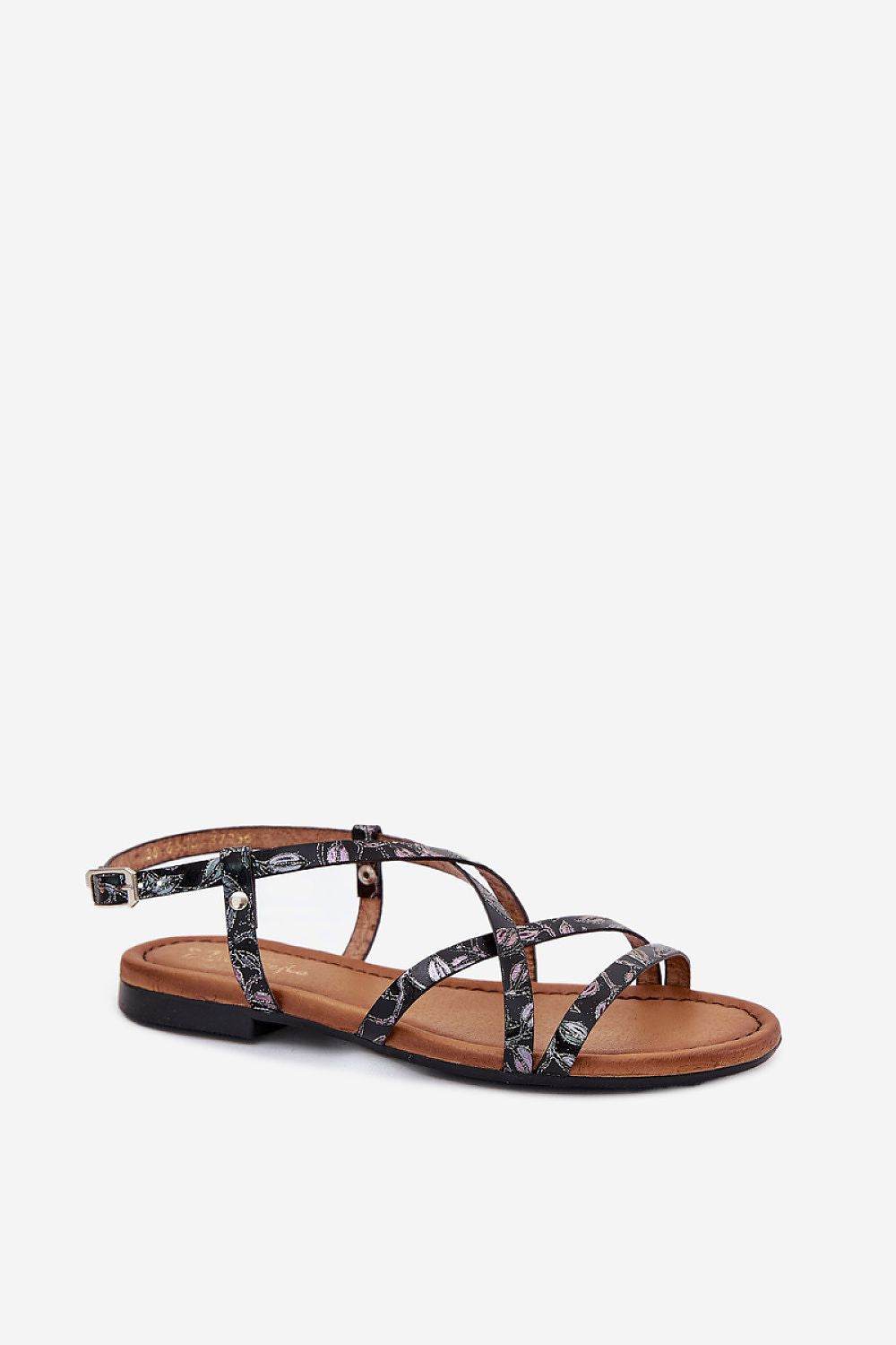 Stylish Flat Leather Sandals with Adjustable Strap - INDIEZ COUTURE