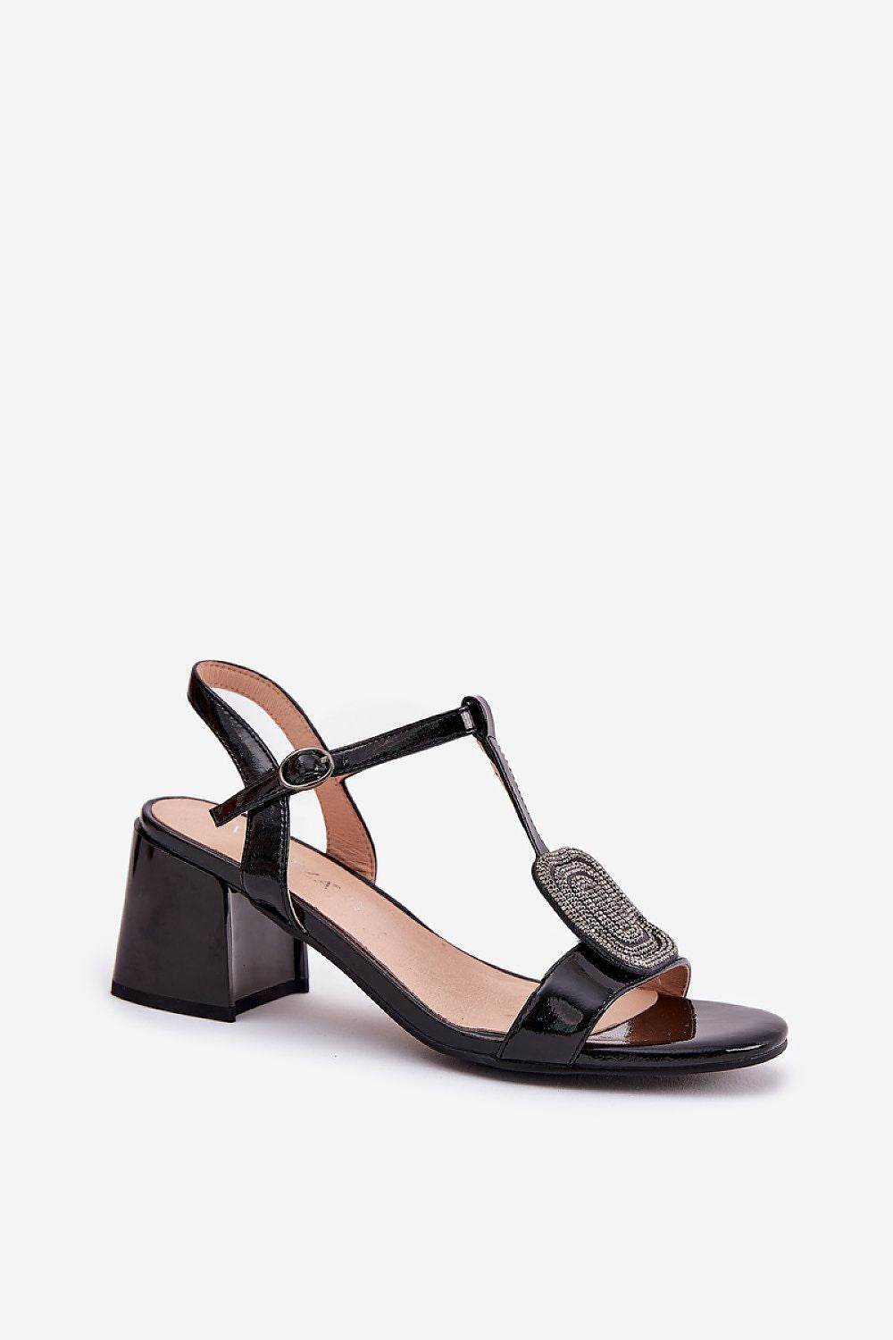 Elegant Women's Heel Sandals with Shiny Zircon Detail - INDIEZ COUTURE
