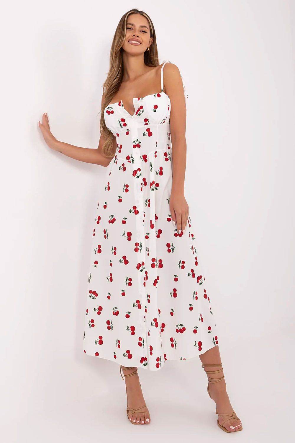 Feminine Midi Dress with Adjustable Tied Straps - INDIEZ COUTURE
