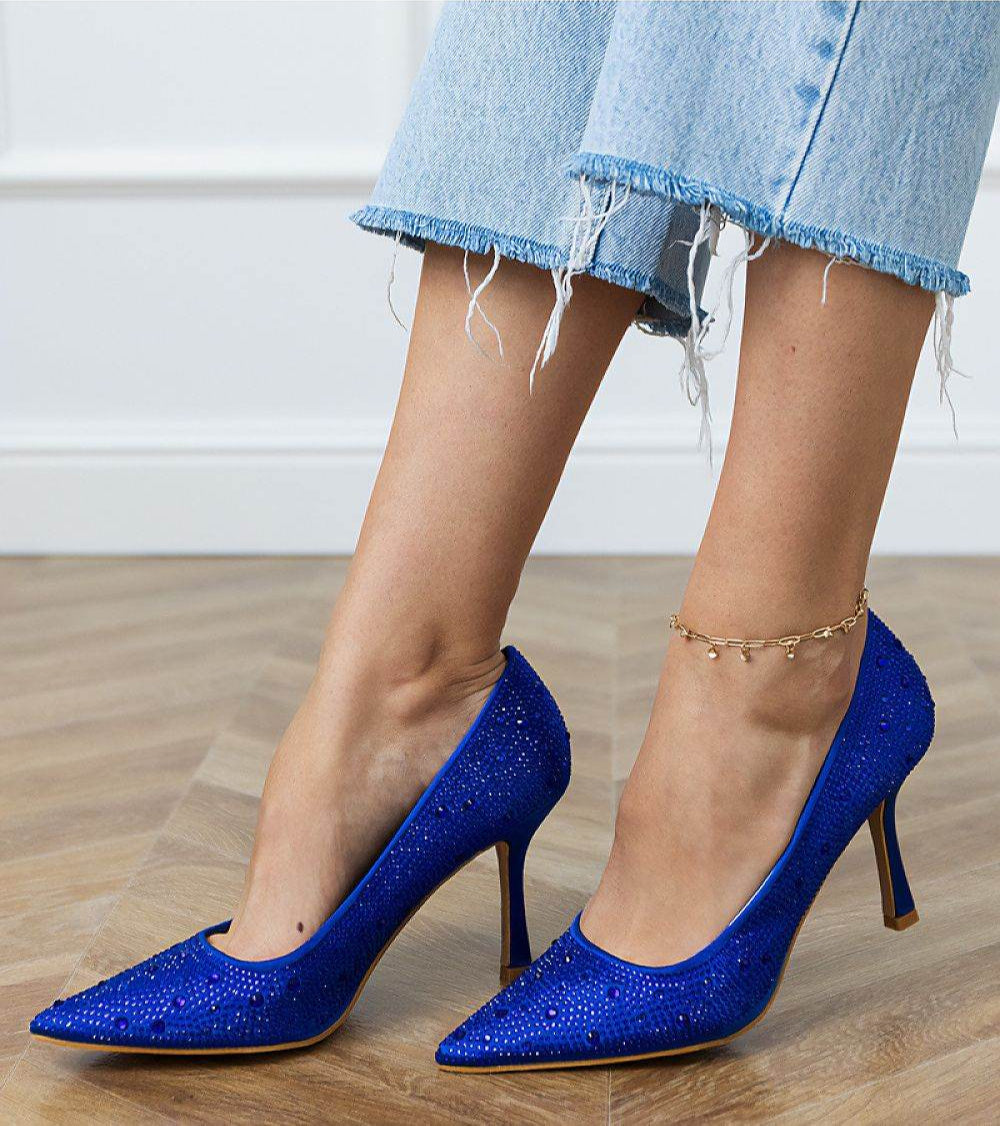 Stunning Green High Heels with Shimmering Crystals - INDIEZ COUTURE