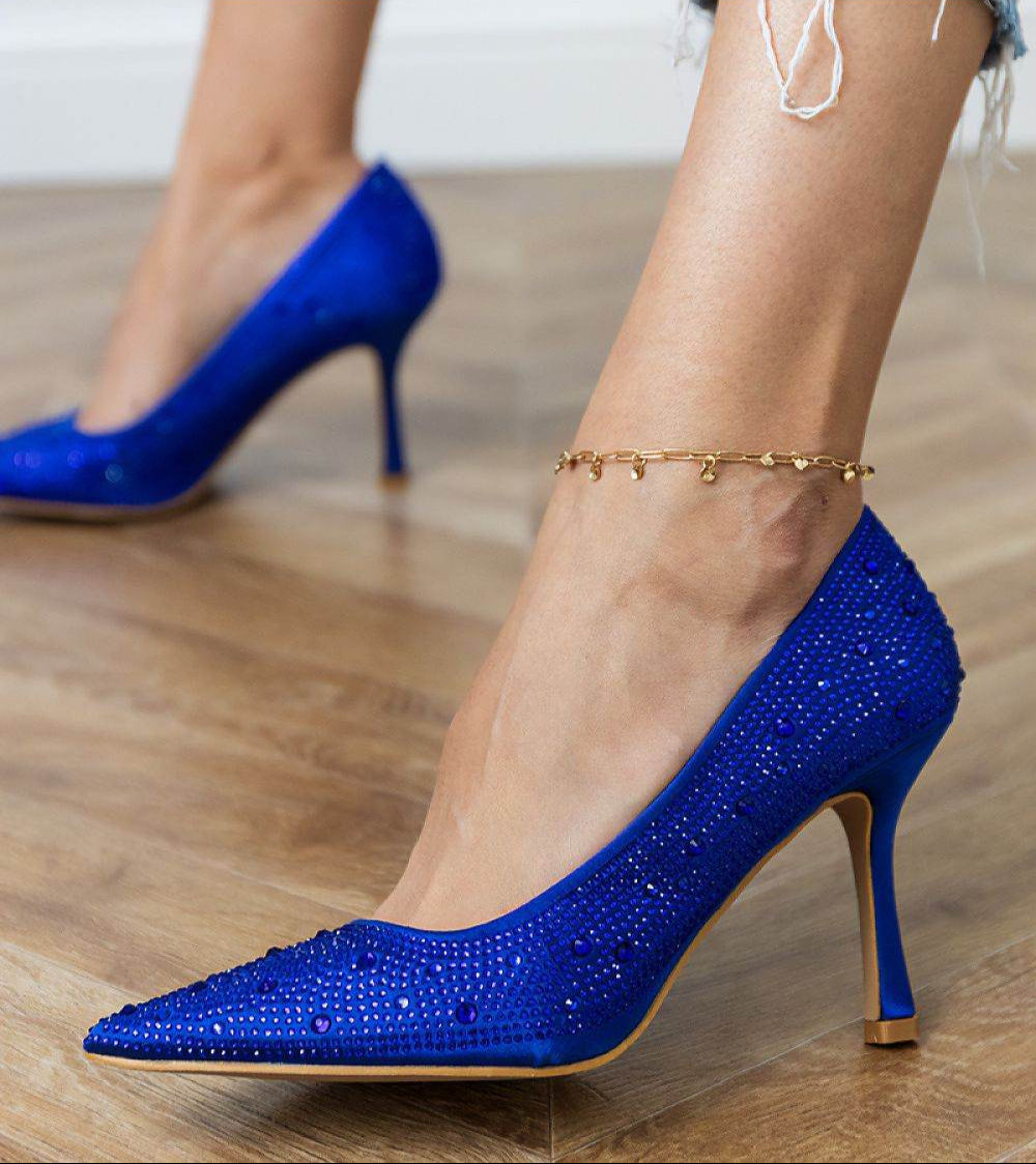 Stunning Green High Heels with Shimmering Crystals - INDIEZ COUTURE