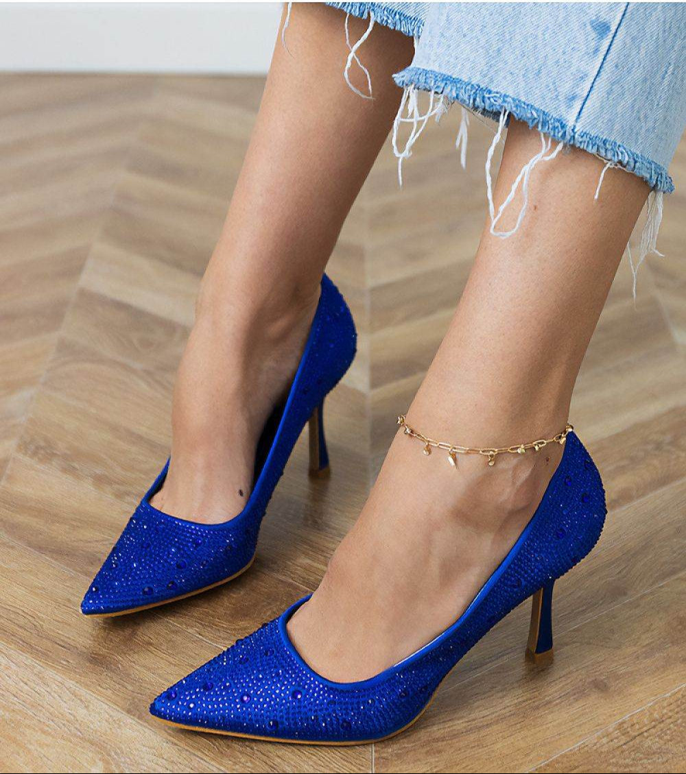 Stunning Green High Heels with Shimmering Crystals - INDIEZ COUTURE