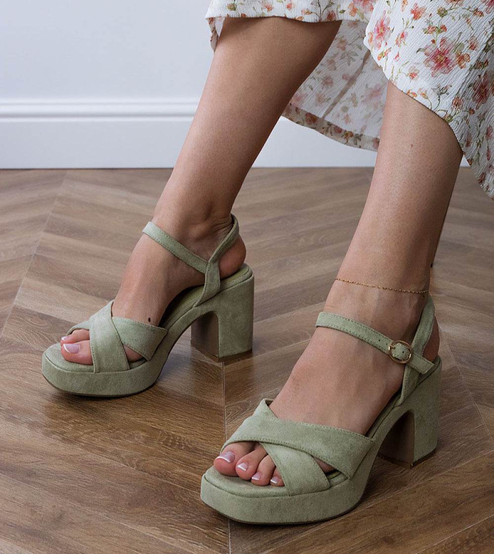 Elegant Eco Leather Heel Sandals with Buckle Closure - INDIEZ COUTURE