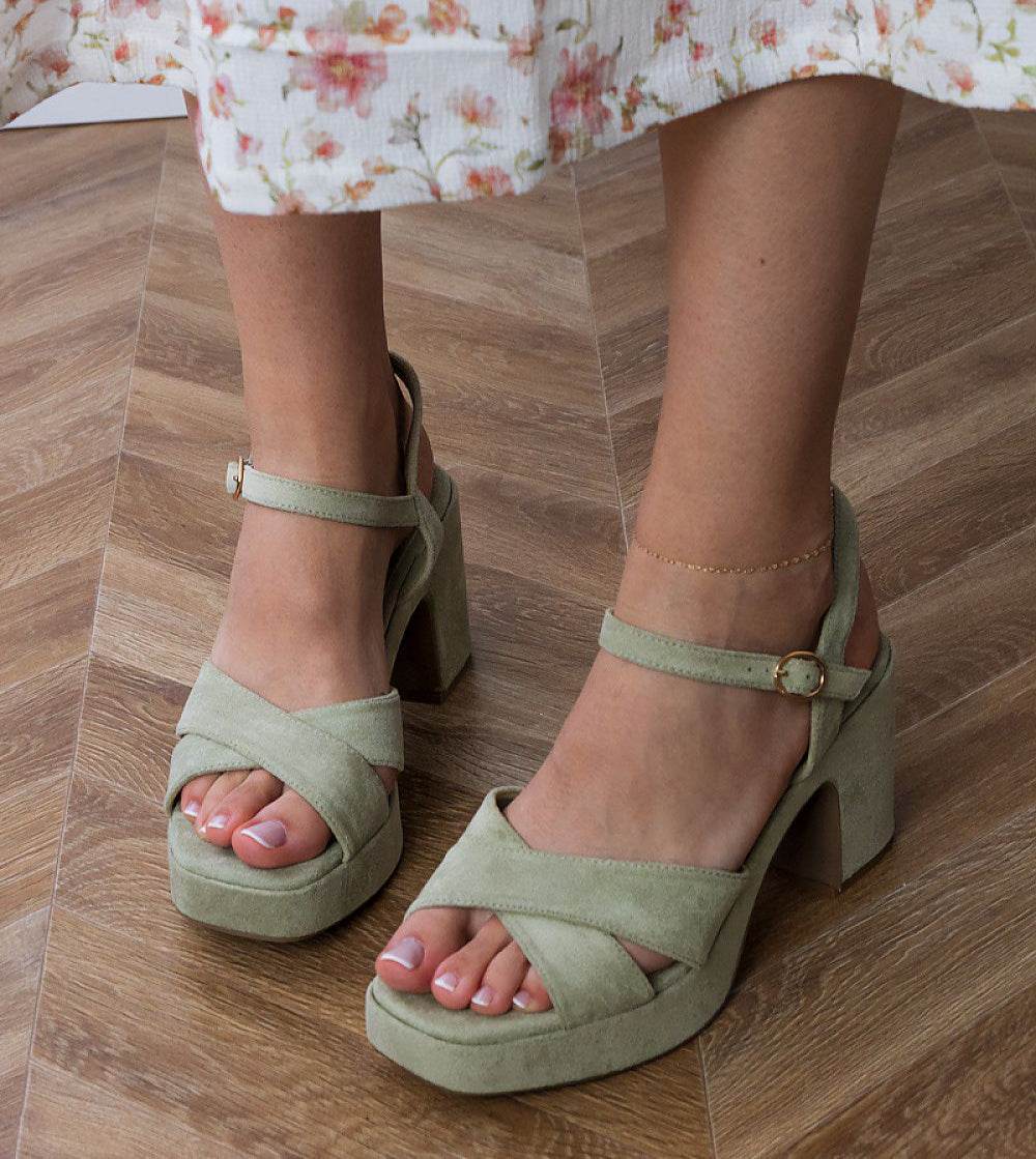 Elegant Eco Leather Heel Sandals with Buckle Closure - INDIEZ COUTURE