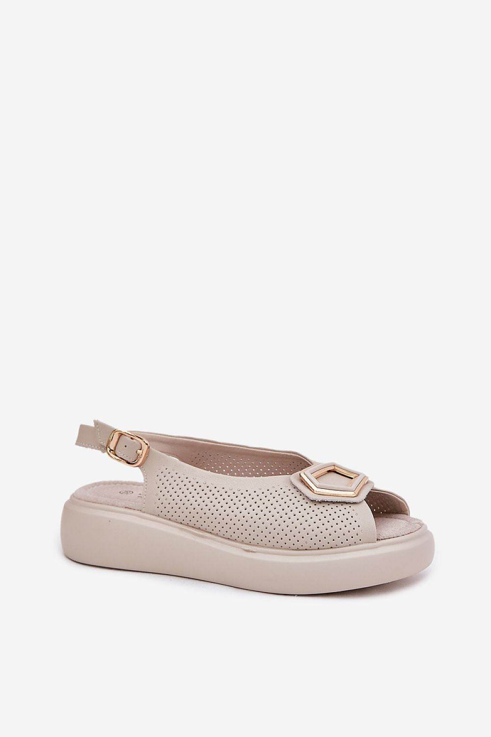 Elegant Women's Leather Sandals with Adjustable Strap - INDIEZ COUTURE