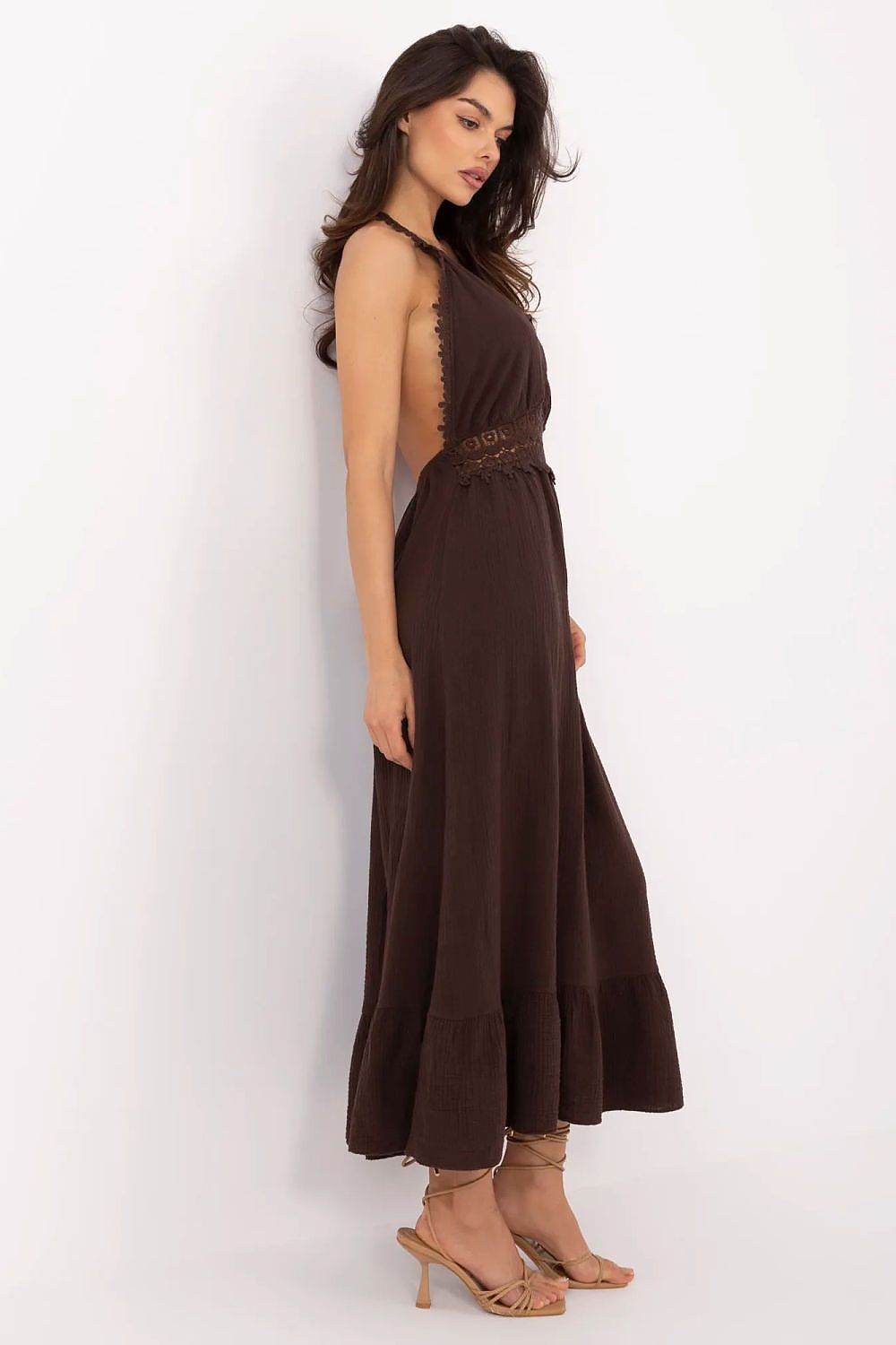 Breathable Cotton Midi Dress with Tied Straps - INDIEZ COUTURE