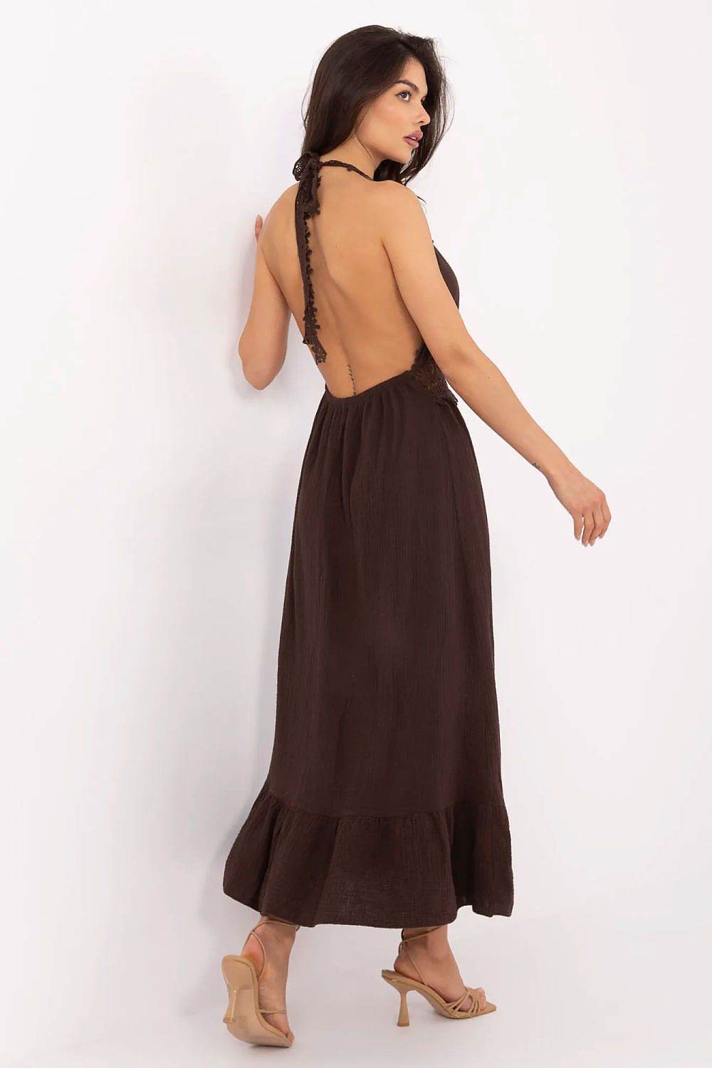 Breathable Cotton Midi Dress with Tied Straps - INDIEZ COUTURE