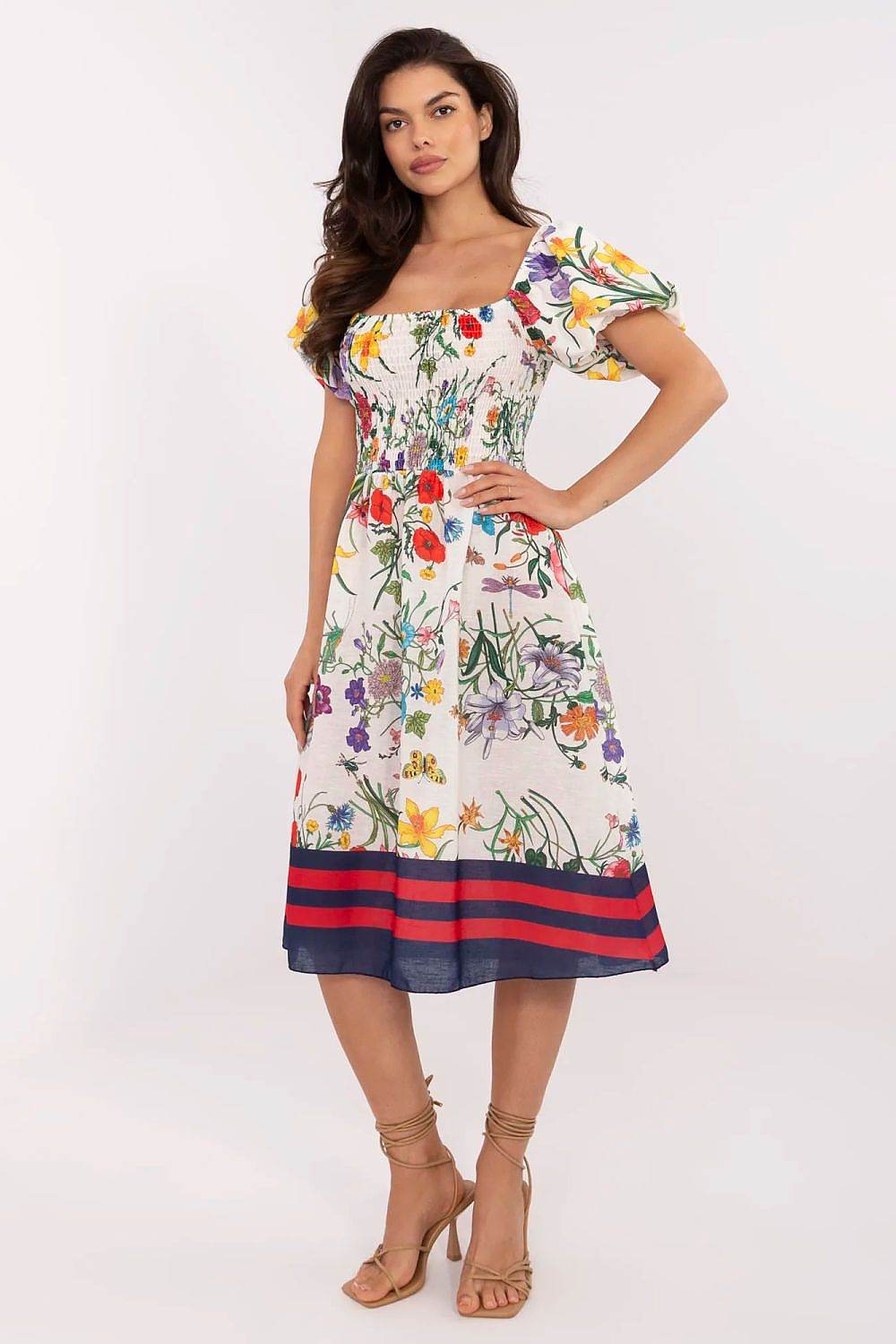 Romantic Midi Summer Dress with Flared Cut - INDIEZ COUTURE