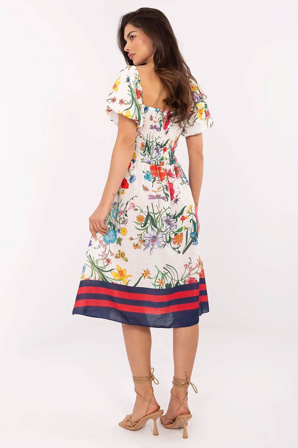 Romantic Midi Summer Dress with Flared Cut - INDIEZ COUTURE