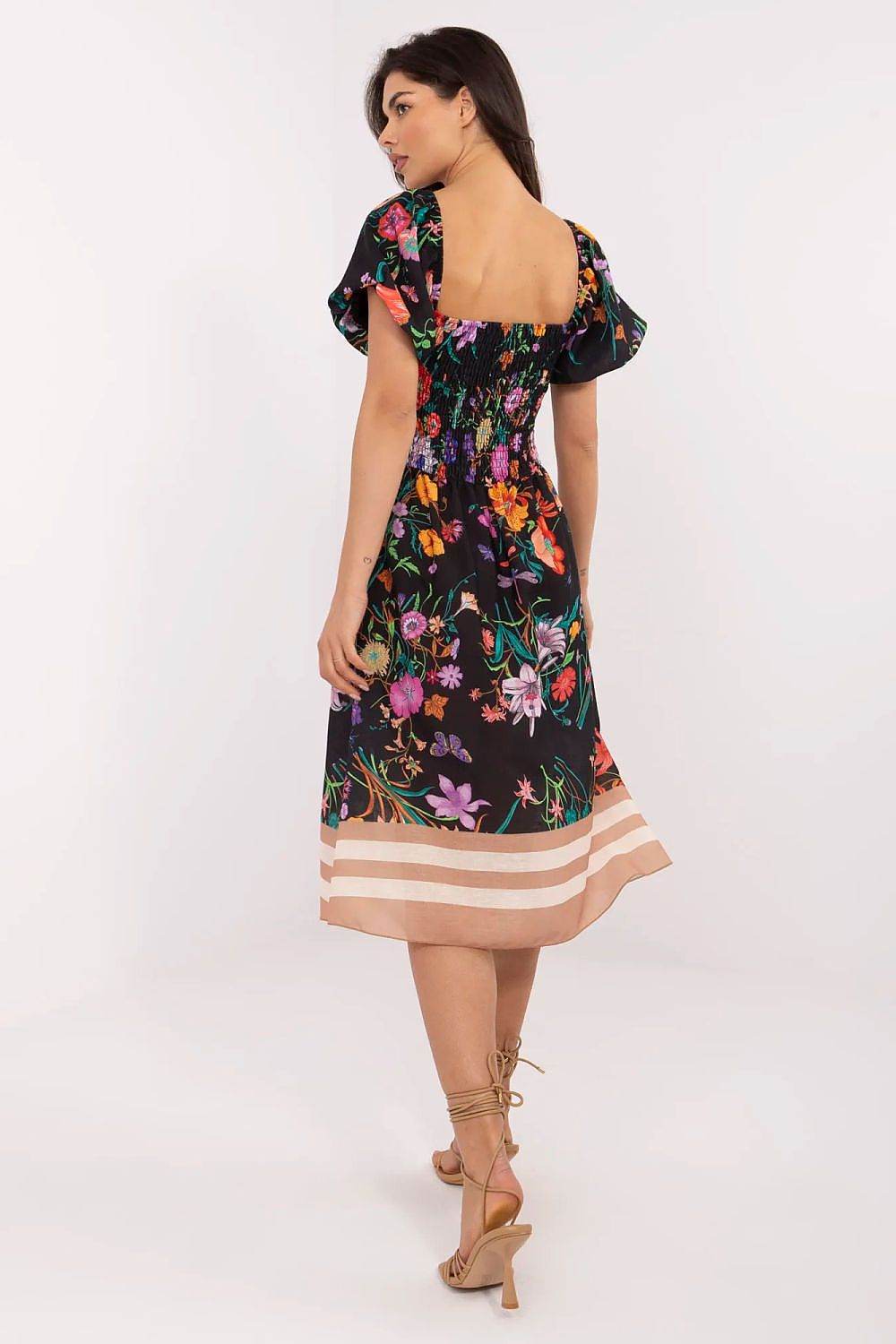 Romantic Midi Summer Dress with Flared Cut - INDIEZ COUTURE