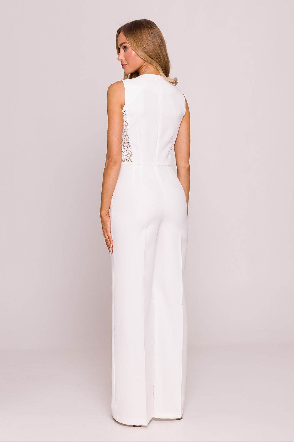 Elegant Jumpsuit with Geometric Lace Panels - INDIEZ COUTURE