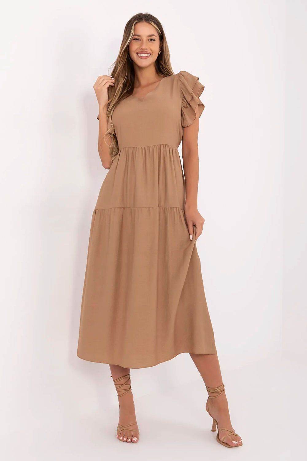 Stylish Midi Summer Dress with Flared Cut - INDIEZ COUTURE