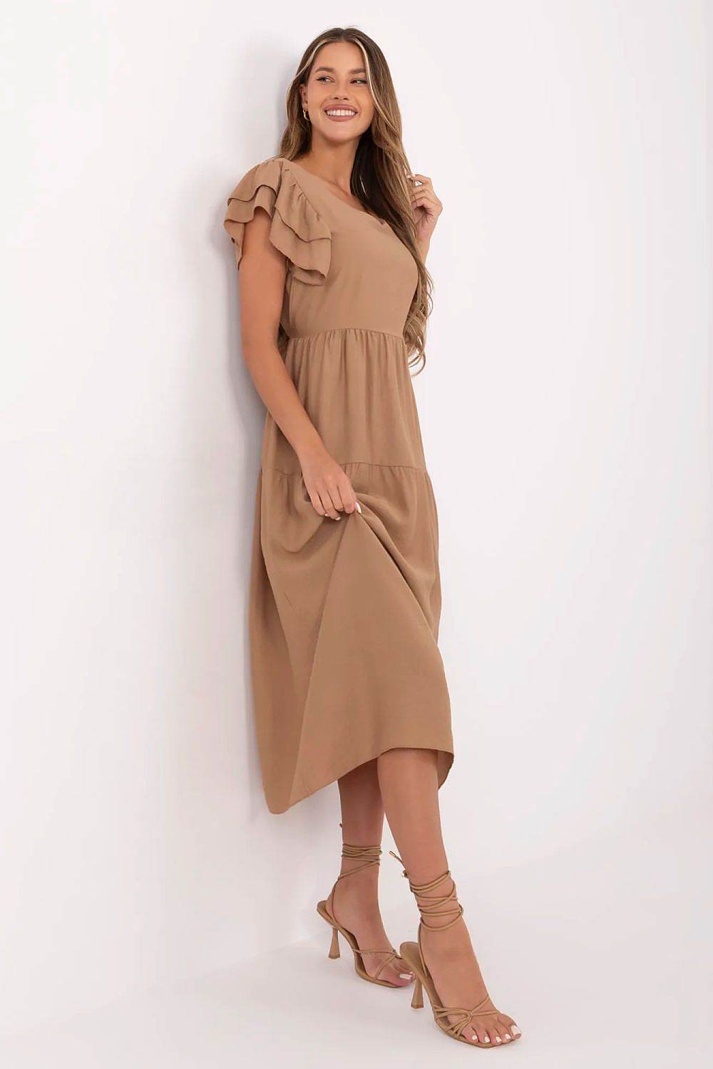 Stylish Midi Summer Dress with Flared Cut - INDIEZ COUTURE