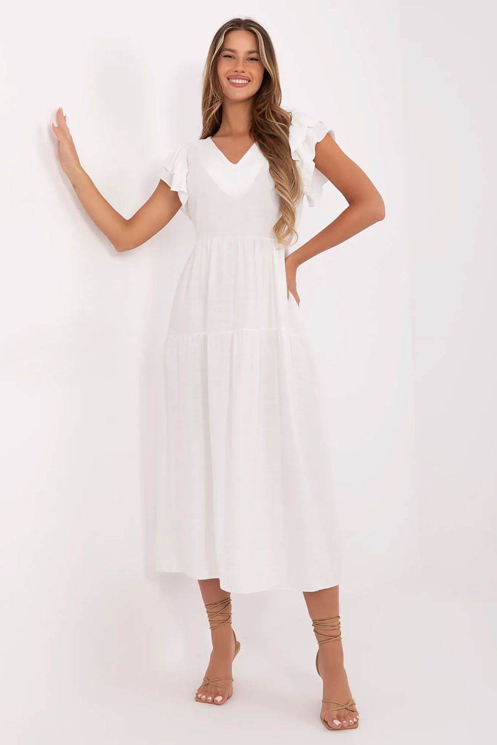 Stylish Midi Summer Dress with Flared Cut - INDIEZ COUTURE