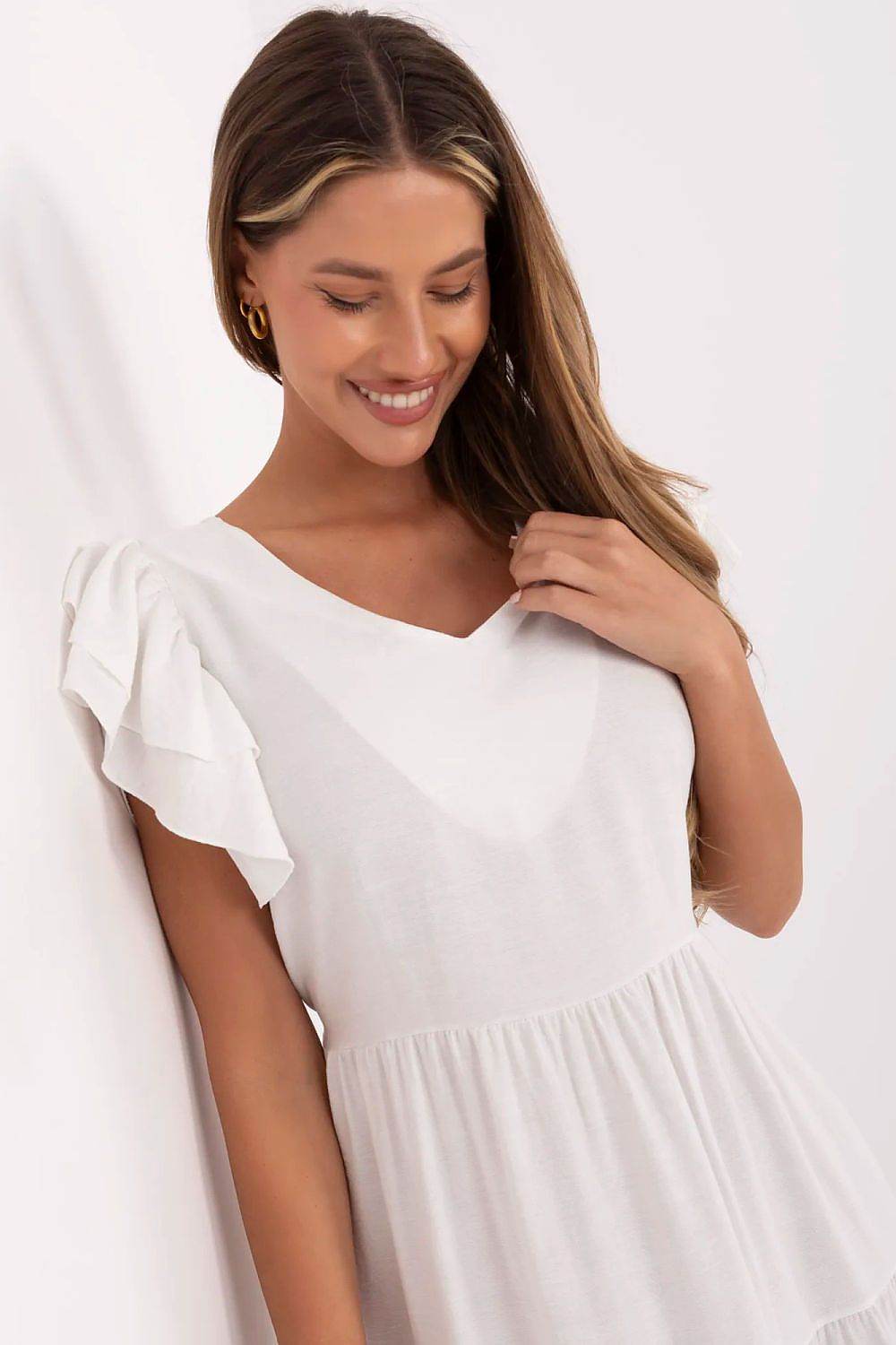 Stylish Midi Summer Dress with Flared Cut - INDIEZ COUTURE